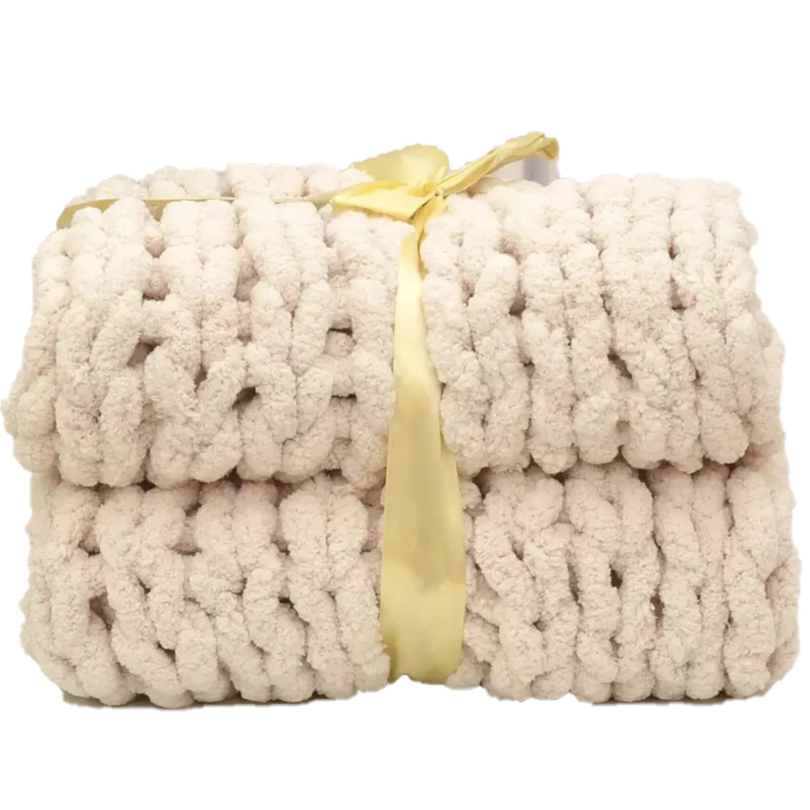 MKWEY Chunky Knit Blanket - Handmade Soft 47x71in Oversized Throw Blanket | Cozy Warm Cable Knit Chenille Blanket for Sofa, Bed & Chair | DIY Knitting Kit for Giant Blanket (120x180cm) - Perfect for Winter Nights, Home Decor & Gift Giving