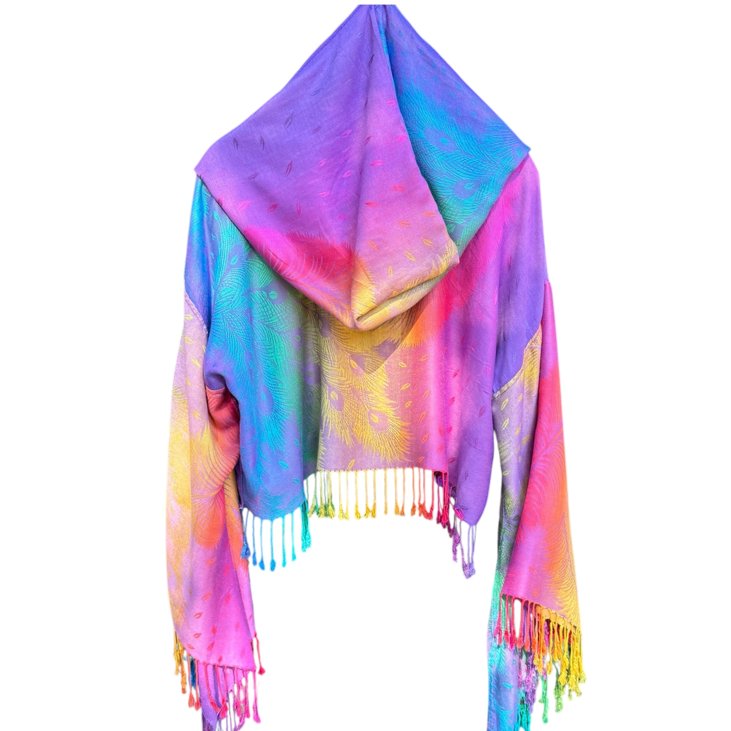 Butterfly Bell Pashmina Shawl Wrap - Purple Peacock Print Elegant Scarf for Women, Perfect for Parties, Weddings, and Evening Outings