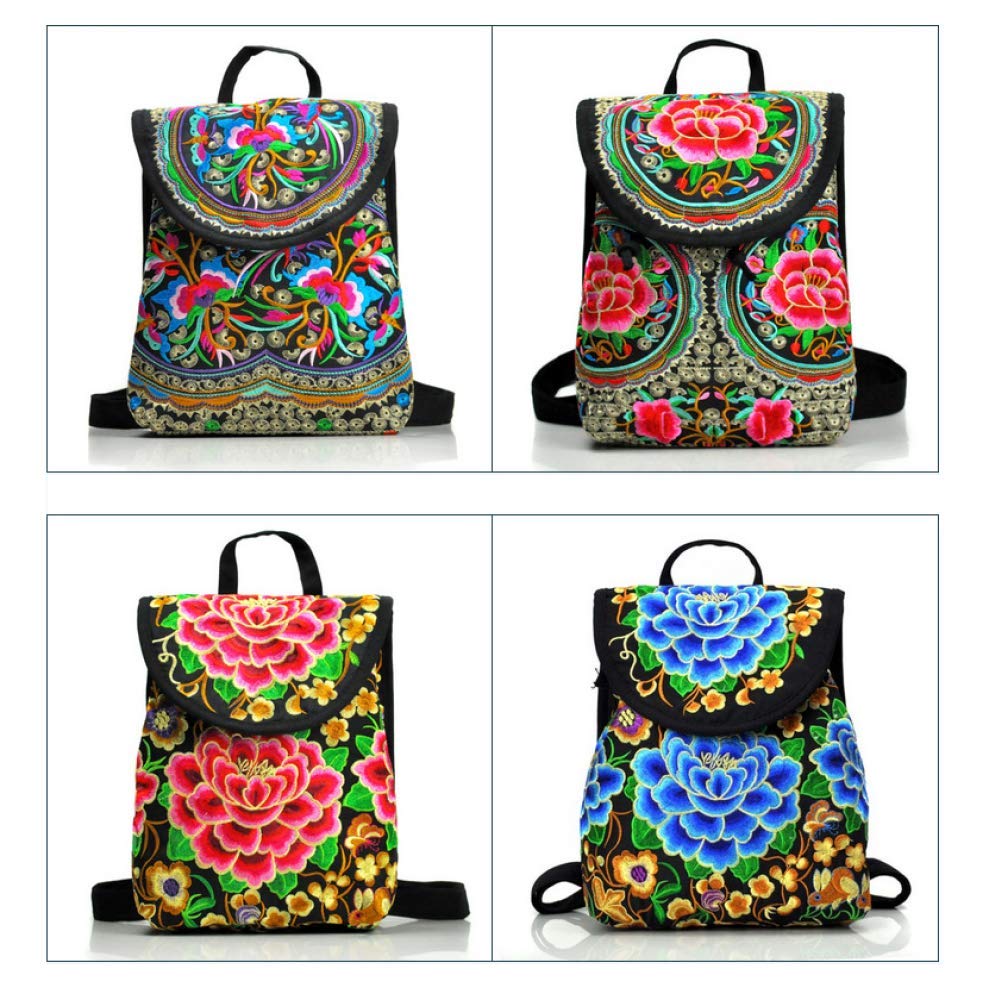 Ethnic Style Embroidered Backpacks - Handmade Shoulder Bags (30×23×13cm) for Women, Travel & Festival Fashion Accessories