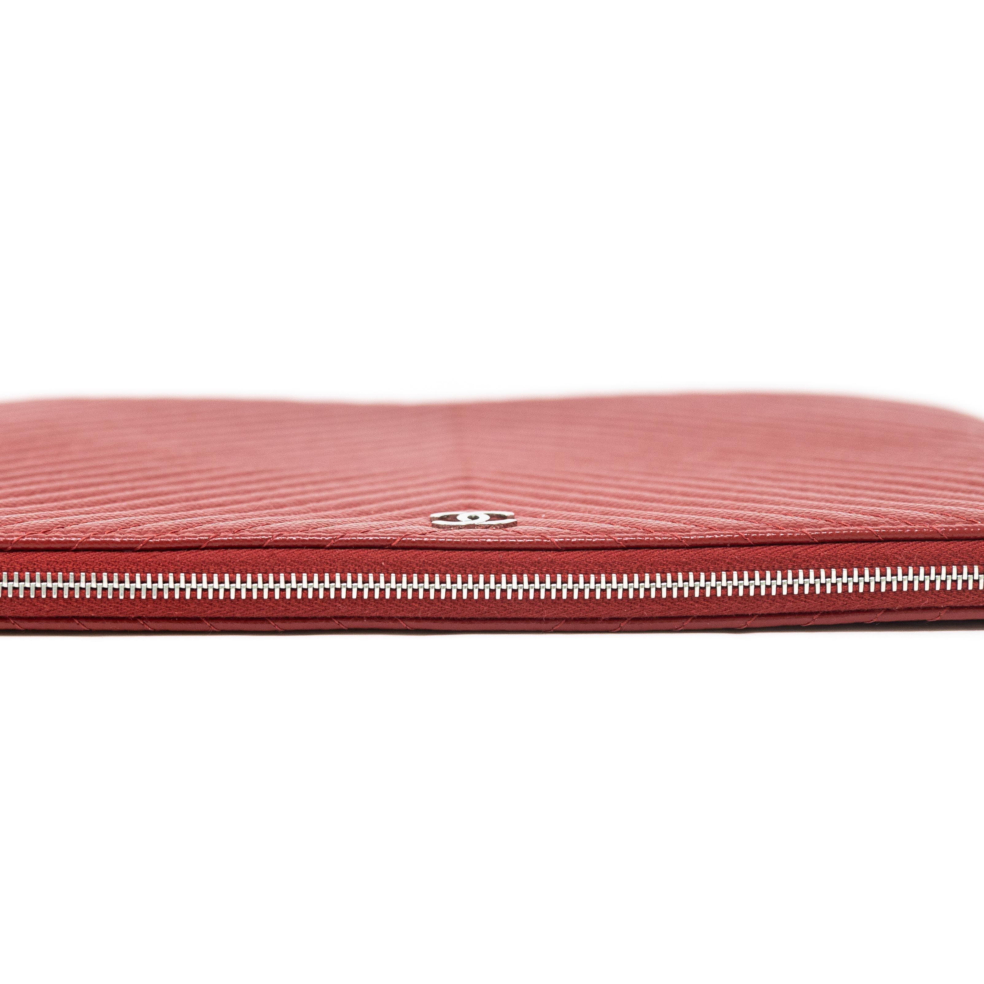 Chanel Red Medium O Case Pouch - Luxury Leather Cosmetic Bag for Women | Perfect for Travel, Makeup Storage & Everyday Essentials