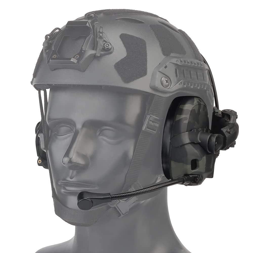 Tactical Headset for Hunting & Shooting - Noise Cancelling Headphones Compatible with OPS Core ARC & Wendy Helmets - 2-in-1 GEN 6 Head Mounted Earmuffs - Perfect for Outdoor Sports, Military Training & Range Shooting