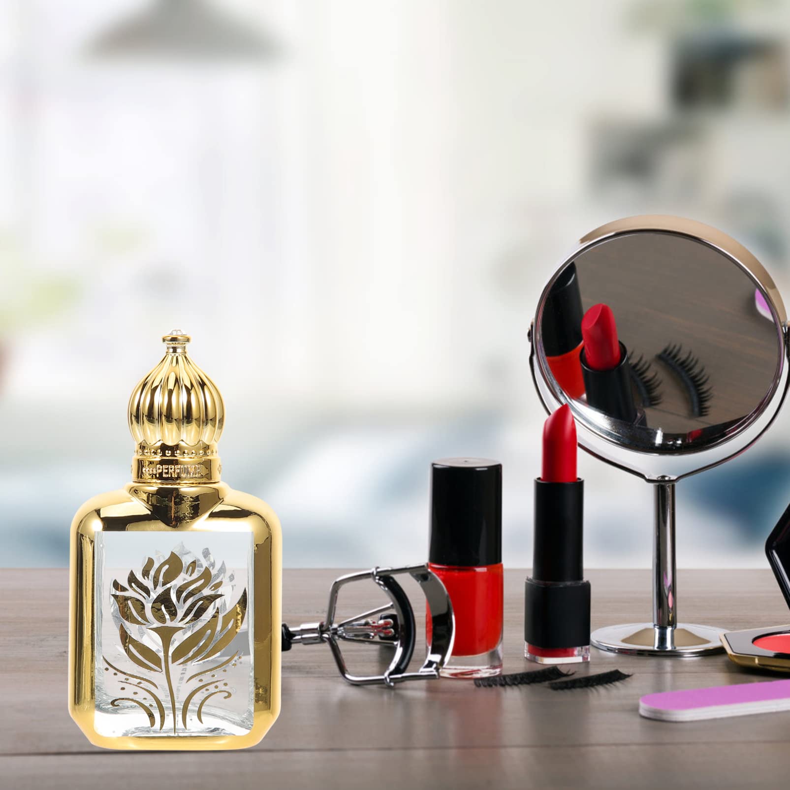2-Pack Gold Essential Oil Roller Bottles - Glass Islamic Muslim Perfume Roller Bottles with Crown Cap, Empty Aromatherapy Containers for DIY Perfume & Sample Bottles - Perfect for Travel, Gifts & Spiritual Use