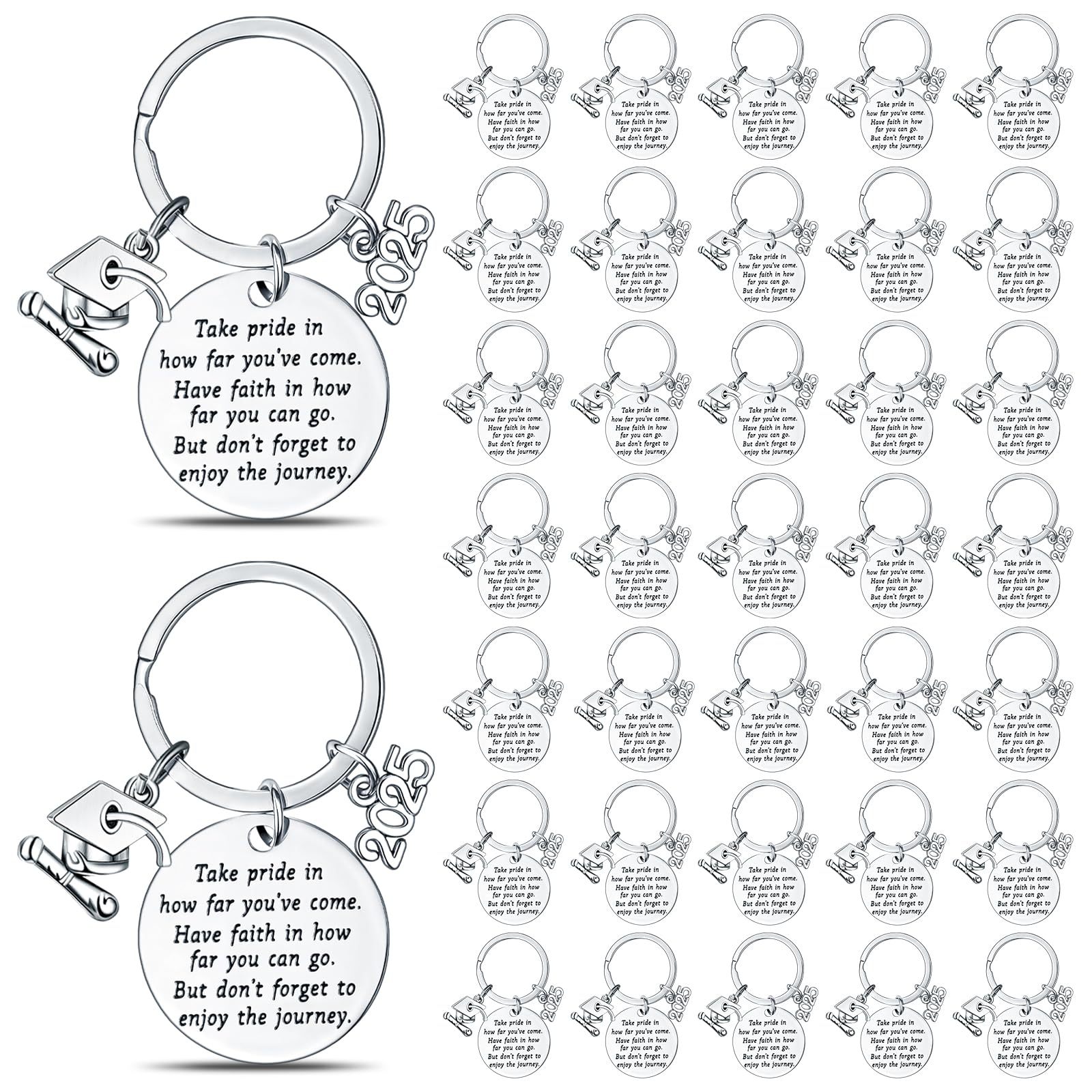 **2025 Graduation Keychain Bulk - Inspirational Motivational Gift for Graduates, Class of 2025 Keychains - Perfect for Graduation Parties, School Events & Gift Giving**