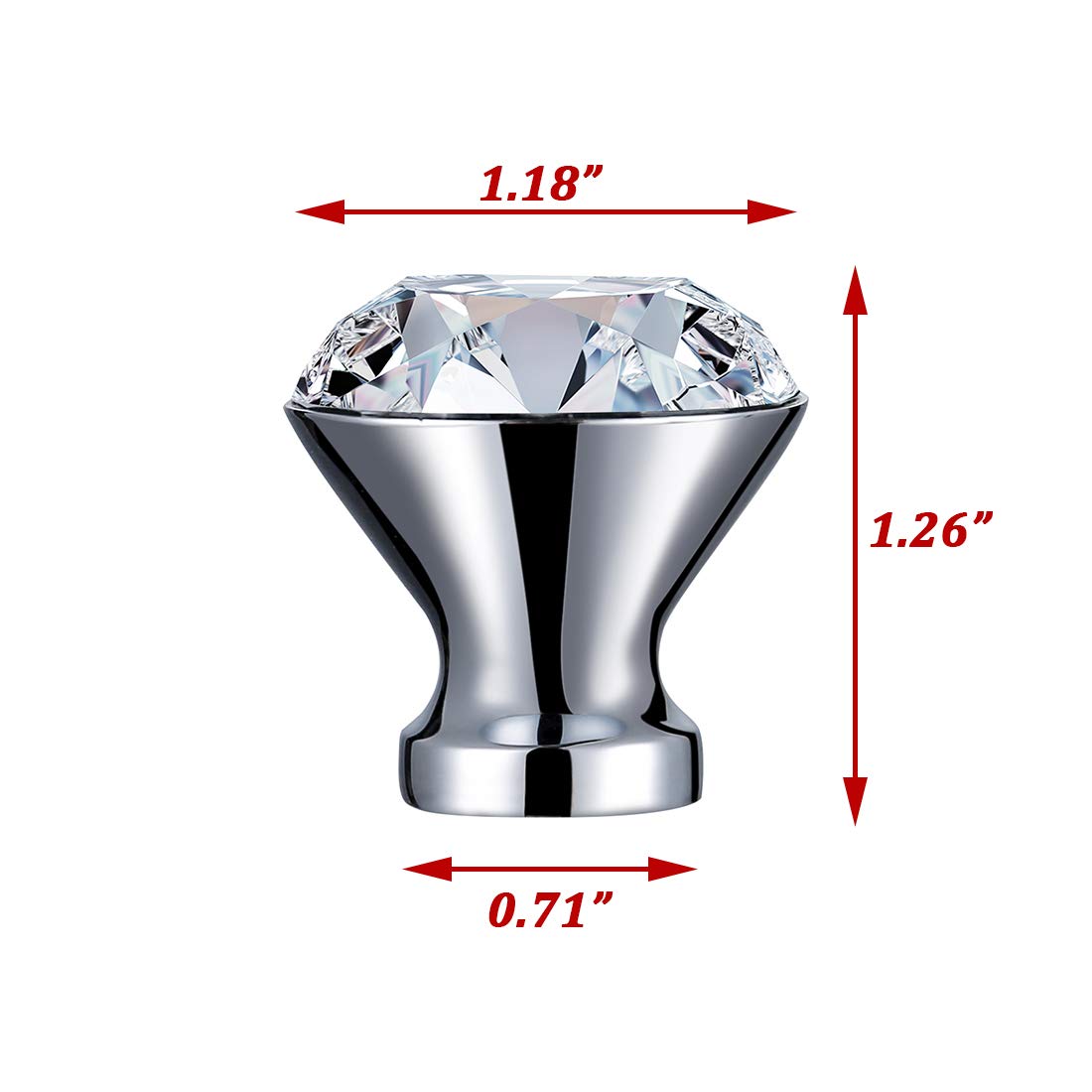 5-Pack Square Crystal Cabinet Handles - Chrome Diamond Drawer Pulls for Dresser, Door & Furniture - Elegant Home Decor Upgrade for Bedroom, Bathroom & Kitchen Cabinets