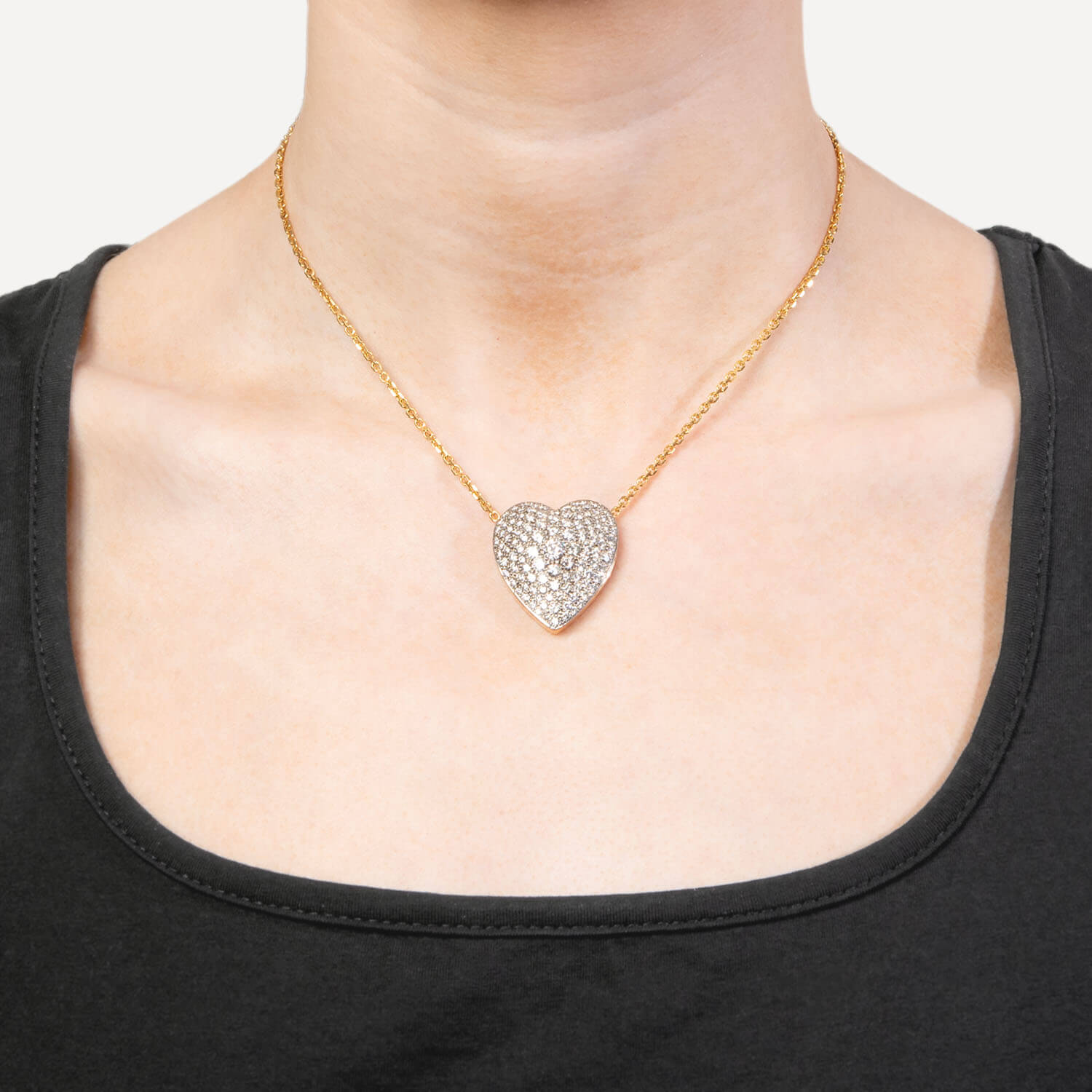 18K Gold 2.50ctw Diamond Heart Pendant Necklace for Women - Elegant Valentine's Day Gift, Anniversary Jewelry & Romantic Occasions