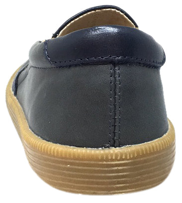 Old Soles Boys 1029 Dress Hoff Leather Distressed Navy Loafers - Comfortable School & Formal Shoes for Kids - Perfect for Church, Weddings and Special Occasions