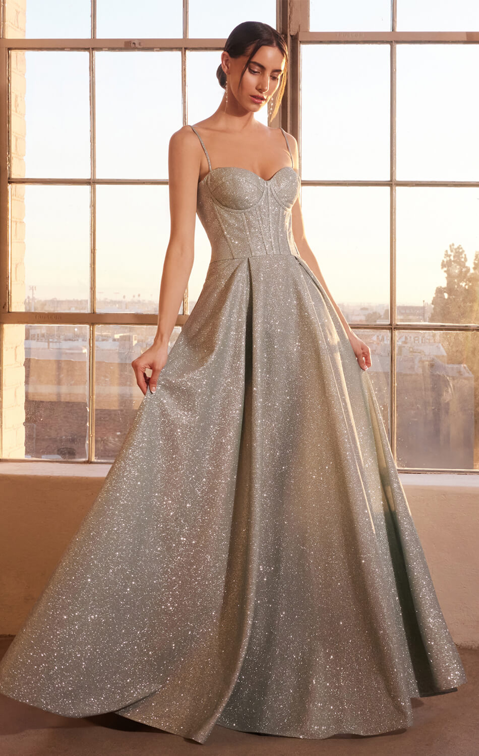 Krista Gown - Glitter Dusted A-Line Corset Dress for Women | Elegant Evening Gowns for Prom, Wedding & Special Occasions