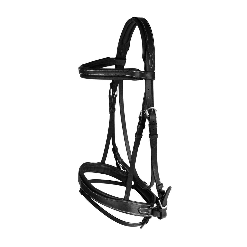 HORZE Venice Padded Synthetic Leather Snaffle Bridle with Flash and Reins - Durable Equestrian Horse Riding Equipment for Dressage, Jumping & Training