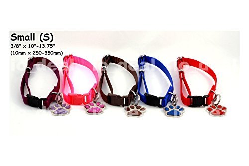 Custom Engraved Adjustable Nylon Collar with Glitter Paw Print - Personalized Pet ID Tag for Dogs & Cats (Small) - Perfect for Daily Walks, Travel & Pet Safety Identification