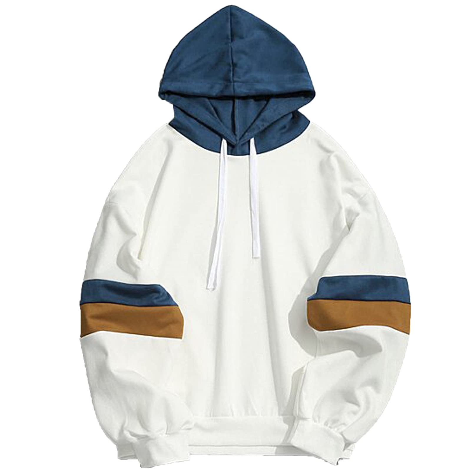 Men's Color Block Patchwork Hoodie with Kangaroo Pocket - Casual Pullover Sweatshirt for Everyday Wear, Street Style & Outdoor Activities
