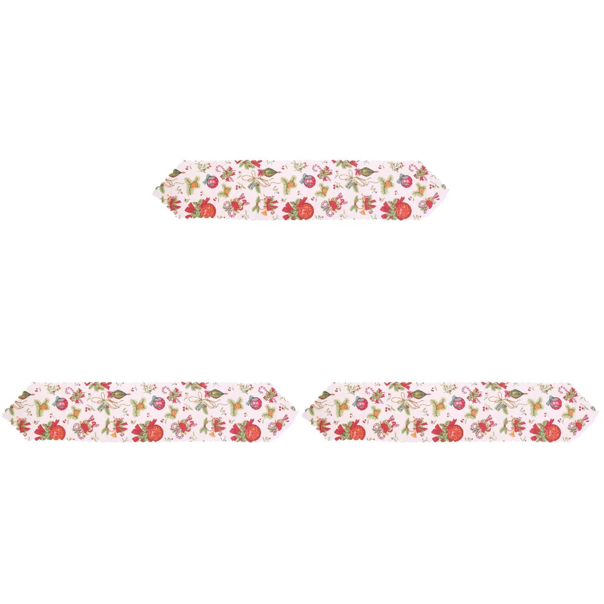 3-Piece Christmas Table Runner Set - Festive Holiday Pattern Polyester Tablecloth Decor for Xmas Party, Dining, and Home Decor - Red and Green Printed Table Cover for Holiday Celebrations