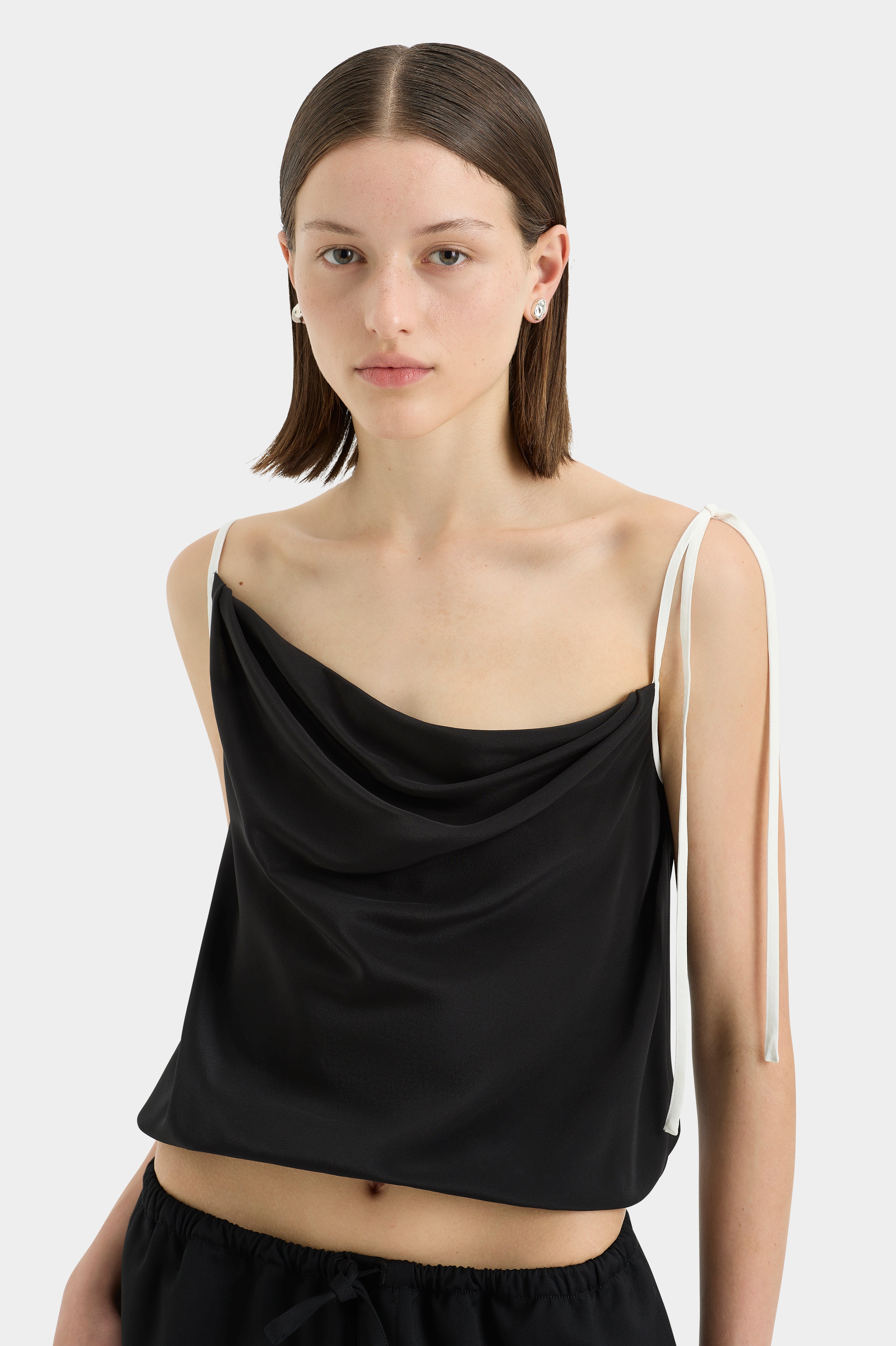 Adrienne Monochrome Cami Top - Women's Slim Fit Basic Tank Top for Layering, Casual Wear & Everyday Outfits