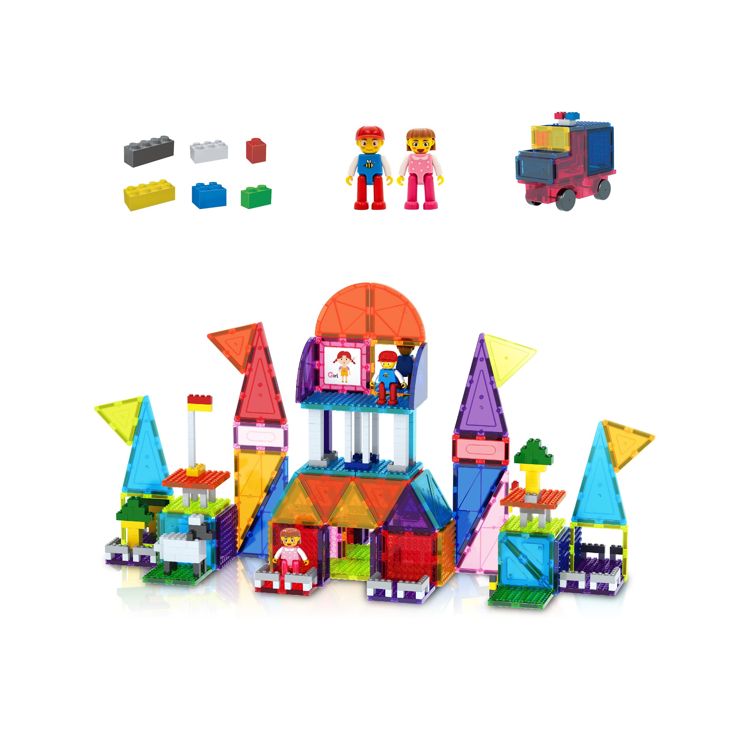 PicassoTiles 333pcs Magnetic Building Blocks Set with Action Figures - STEM Educational Toys for Toddlers & Preschool Kids - Montessori Classroom Learning Activities - Perfect for Creative Play & Early Childhood Development