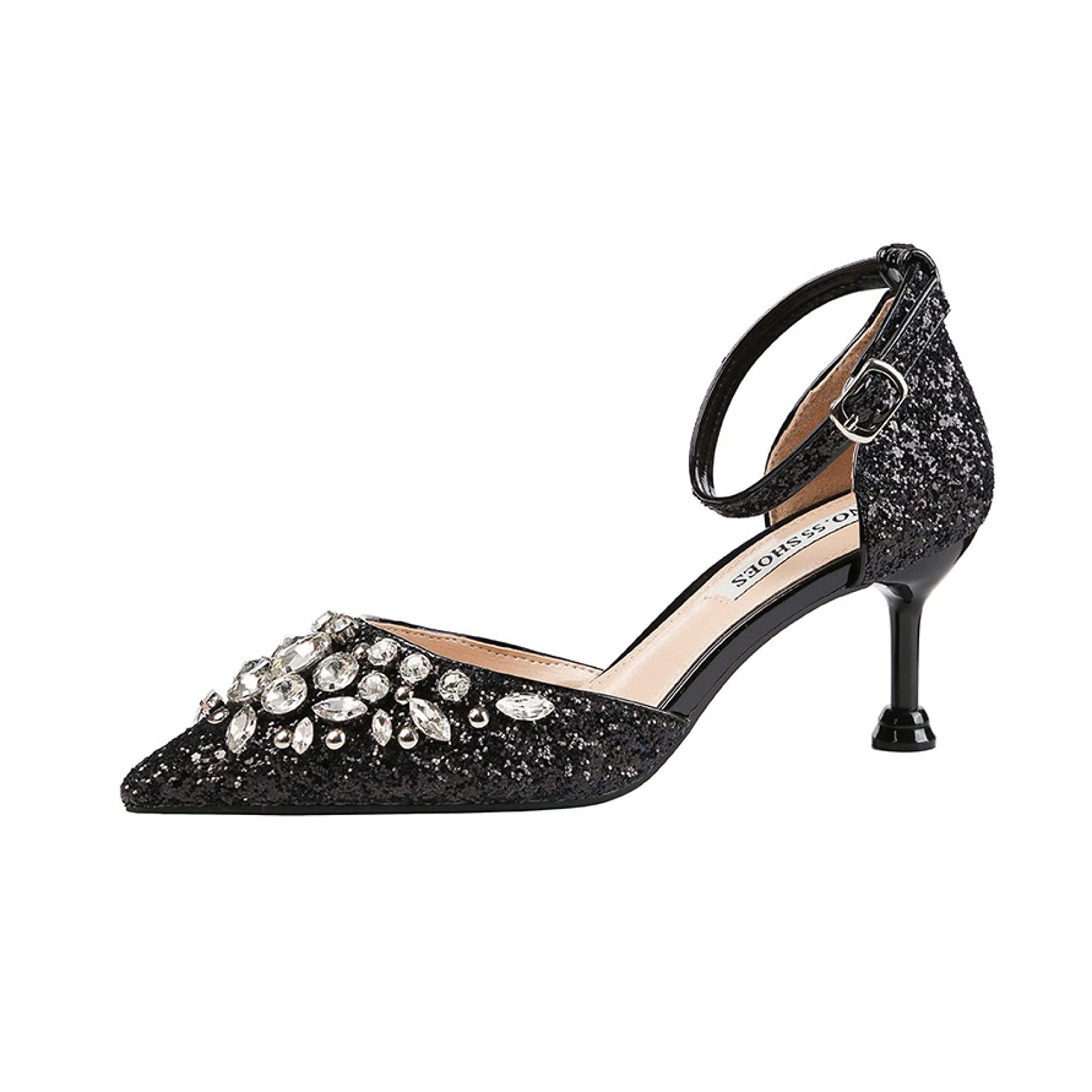 Elegant Women's Stiletto Heeled Sandals with Pointed Toe & Ankle Strap - Dress Pumps for Evening Party, Wedding, Prom & Special Occasions