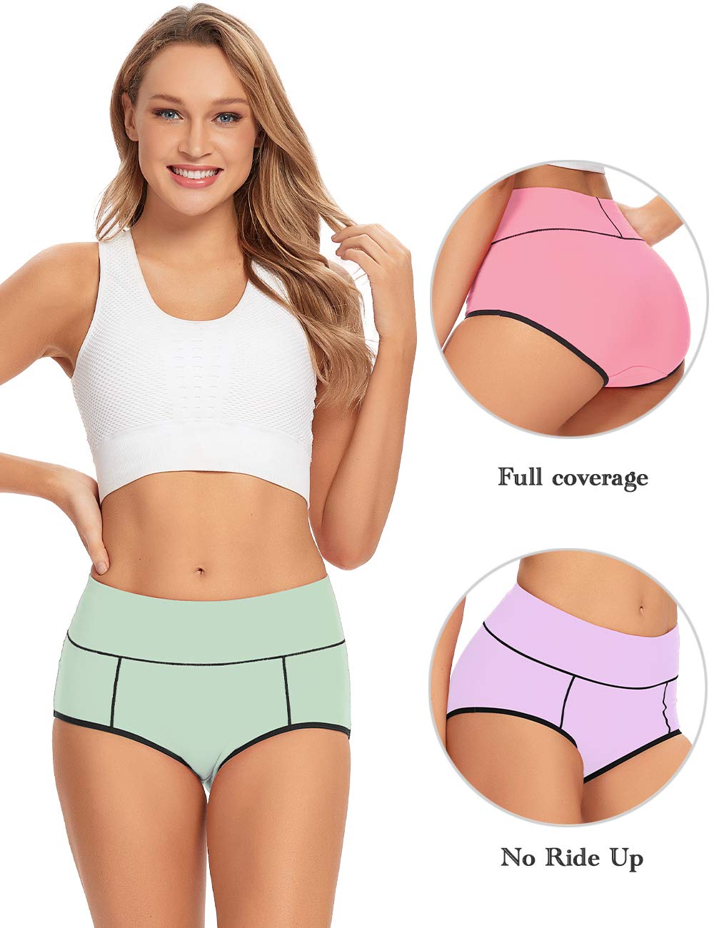 POKARLA Women's Cotton High Waist Underwear - Full Coverage Briefs, Soft & Breathable Postpartum Panties, Stretch Comfort Underpants for Everyday Wear, Maternity & Post-Surgery Recovery