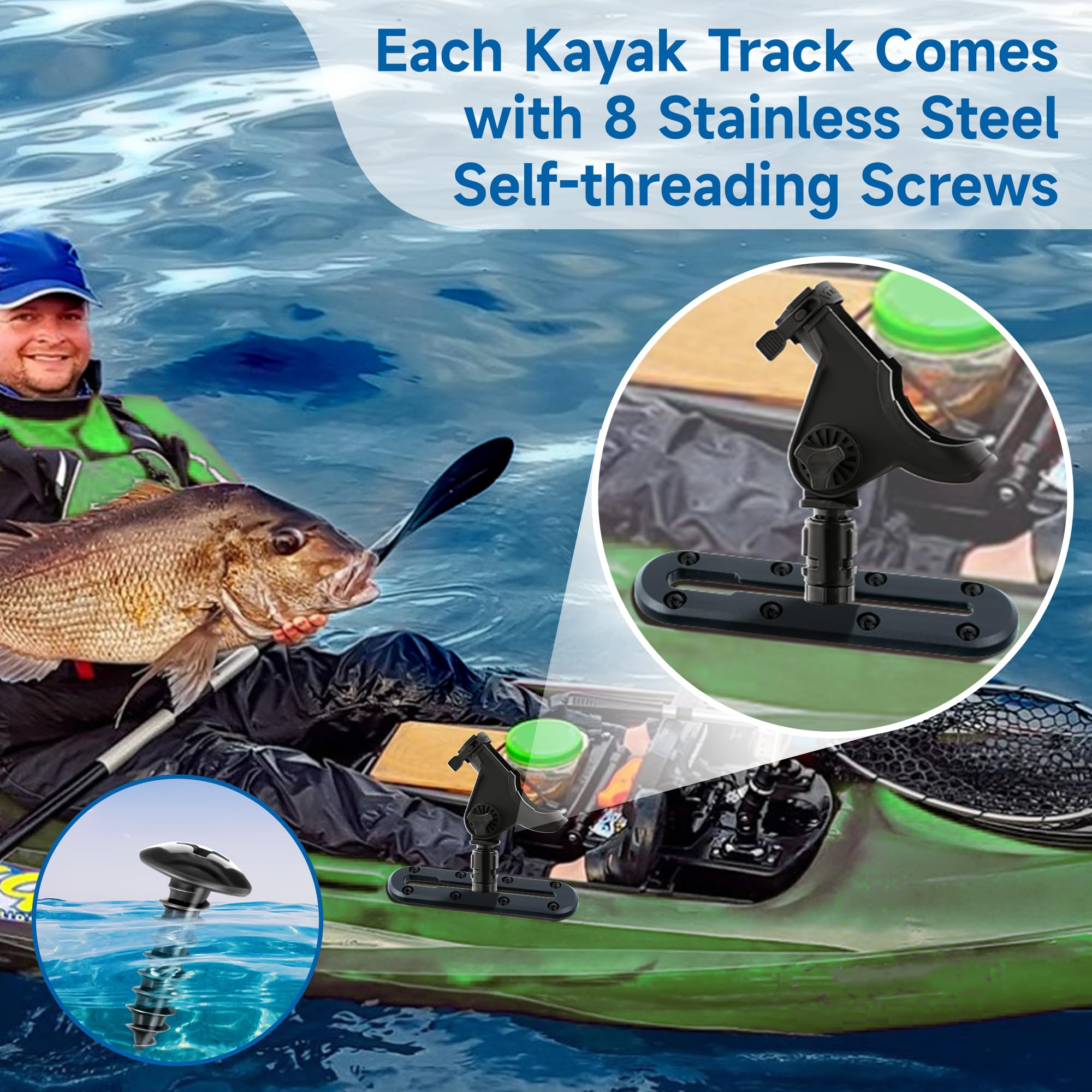 Kayak Track Accessories - Low Profile Mounting Rail for Fishing Rod Holders, Cup Holders & Paddle Holders | Durable Kayak Rail Track System for Secure Gear Attachment | Perfect for Kayak Fishing, Camping & Water Sports