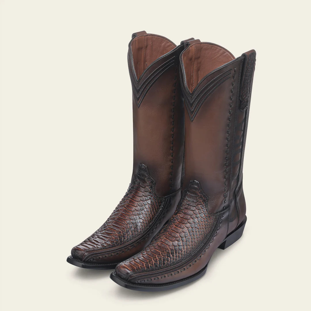 1J3GPH Men's Cuadra Honey Dress Cowboy Python Skin Boots - Western Style Leather Boots for Rodeo, Country Music & Cowboy Fashion