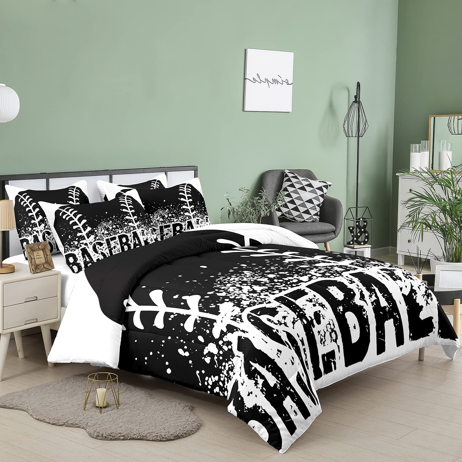 Bodhi Boys Baseball King Comforter Set with Pillowcases - Sports Bedding for Teens