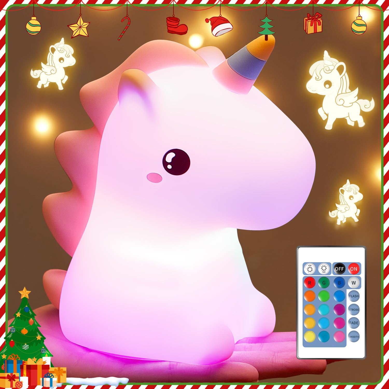 **Unicorn Night Light for Kids - 16 Color Changing LED Night Lamp with Remote Control, Battery Powered Cute Baby Night Light for Girls, Kawaii Room Decor for Nursery, Bedroom & Kids Room - Perfect for Bedtime, Nursery Decor & Gift Giving**