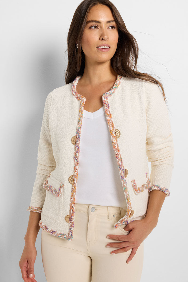 NIC+ZOE Women's Mix Trim Knit Jacket - Stylish Cardigan for Fall & Winter, Perfect for Office, Casual Outfits and Layering