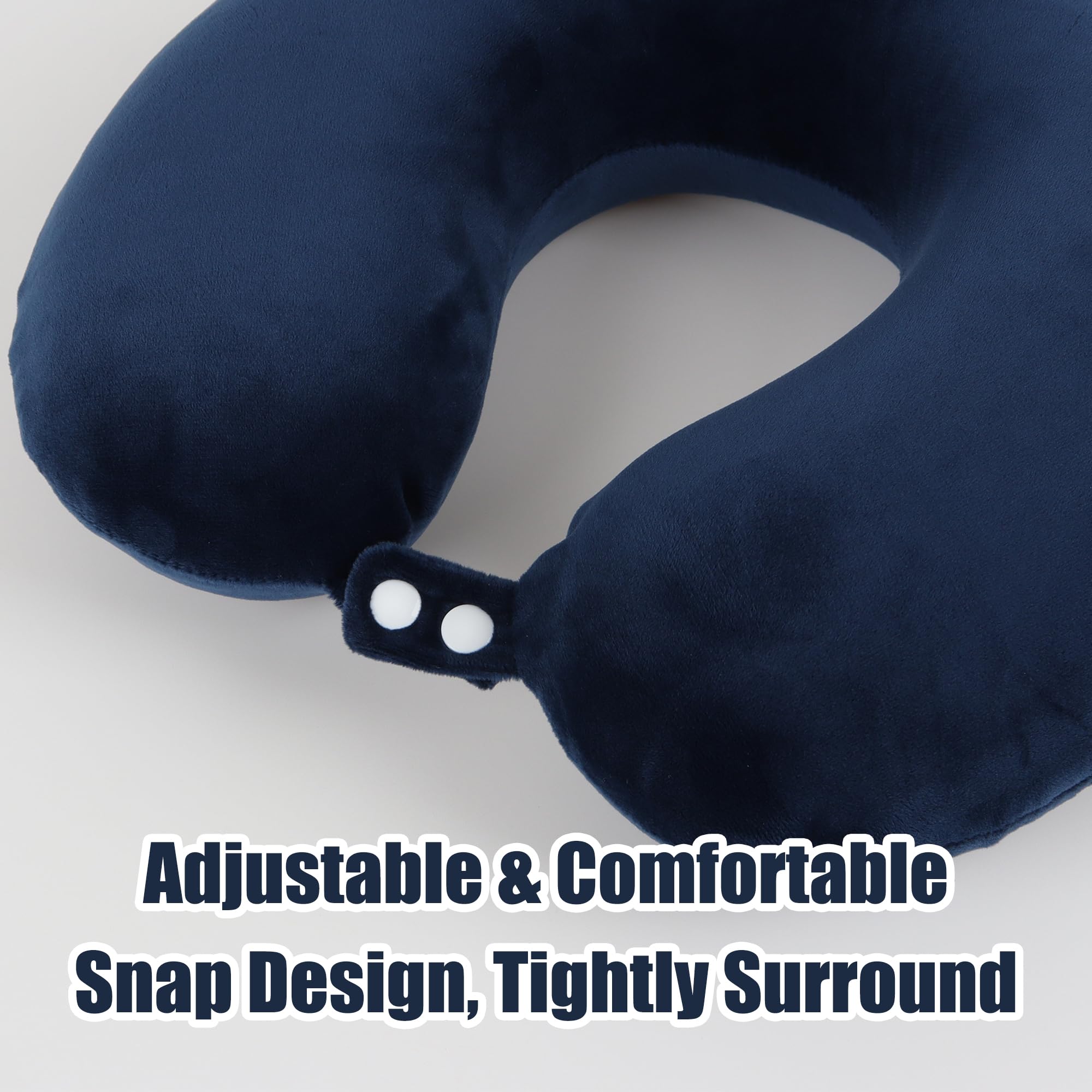 Memory Foam Travel Pillow Set for Adults - Neck Support Pillow with Removable Washable Cover & Sleep Mask - Perfect for Airplane, Car, Office & Home Use - Dark Blue