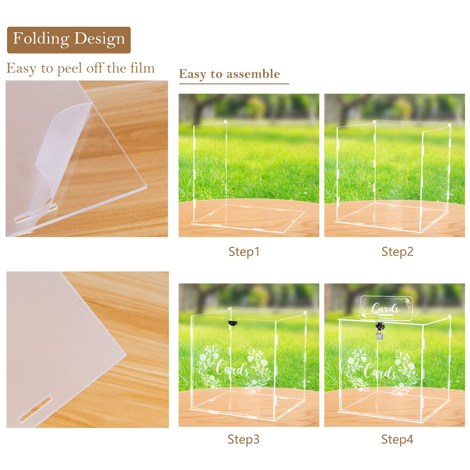Clear Acrylic Card Box with Lock - Secure Money Holder for Wedding Reception, Anniversary, Birthday & Graduation Decorations - Perfect for Gift Cards, Cash Gifts & Party Favors
