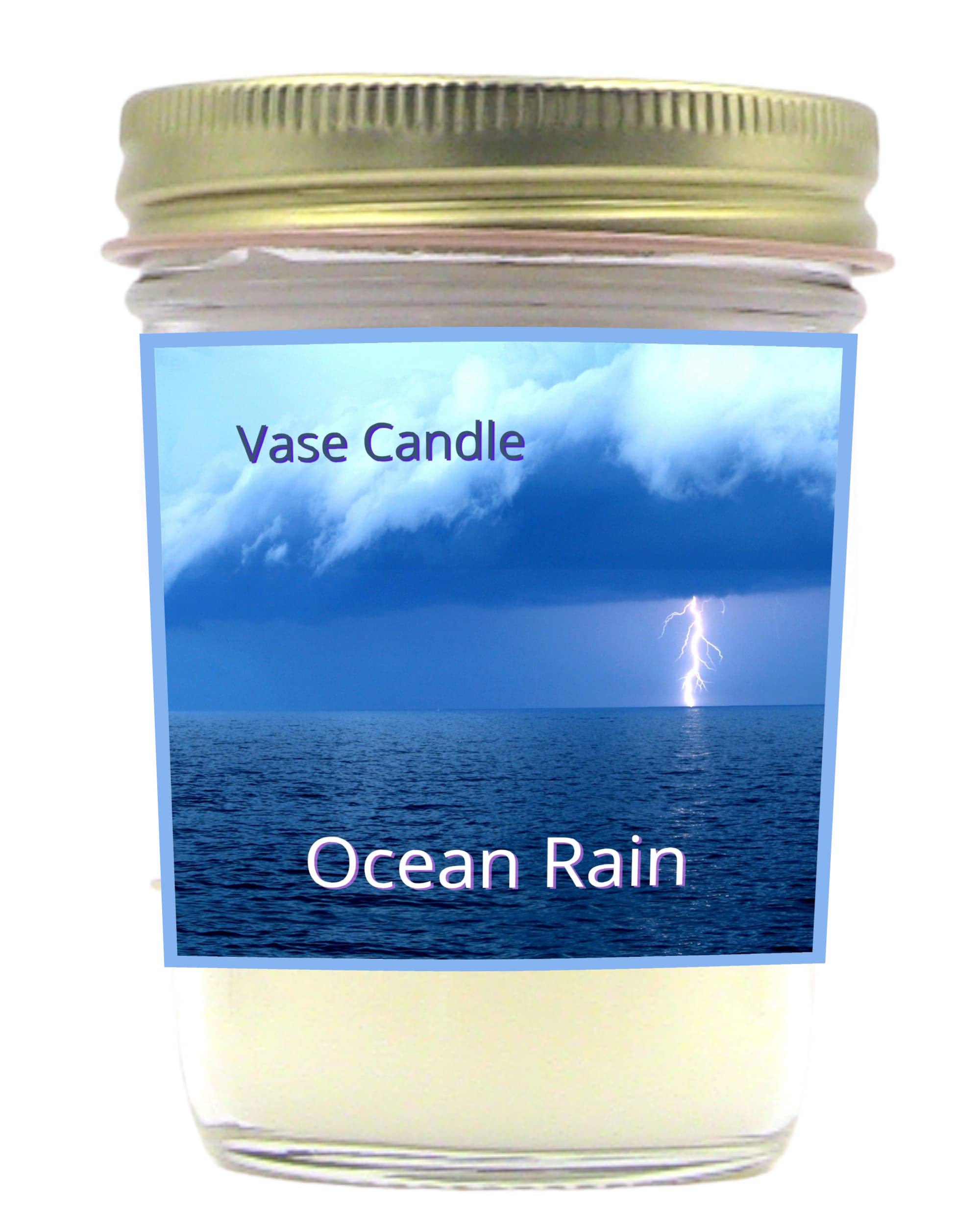 Ocean Rain Scented Jar Candle - Fresh Ocean Breeze Aromatherapy for Home, Bathroom & Relaxation
