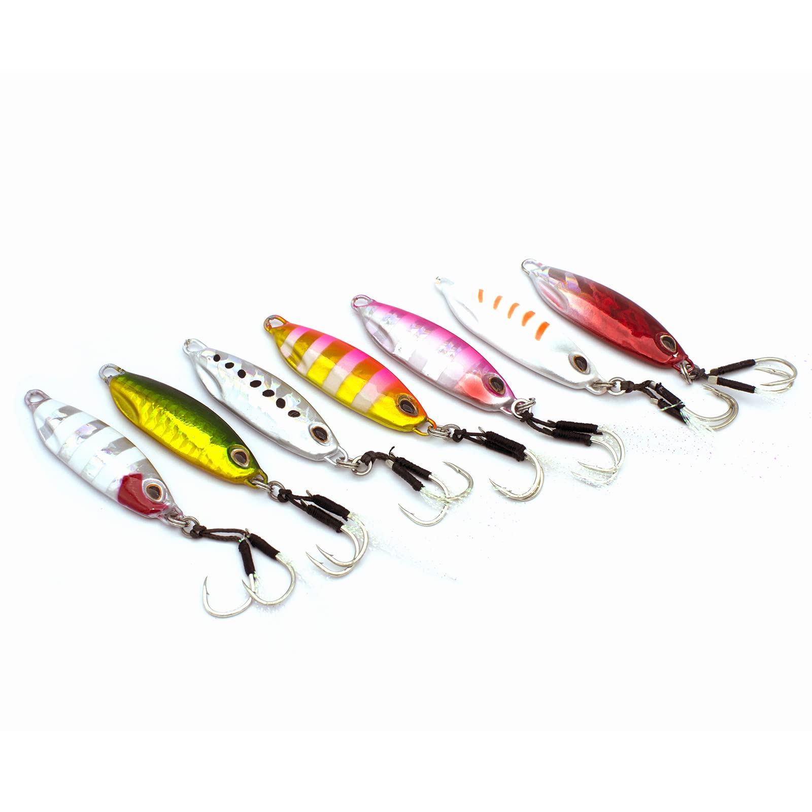 30g Slow Jig Fishing Lures - Metal Jigs with Treble & Assist Hooks for Tuna, Kingfish, Grouper & Bass (7pc/6pc) - Perfect for Offshore & Deep Sea Fishing