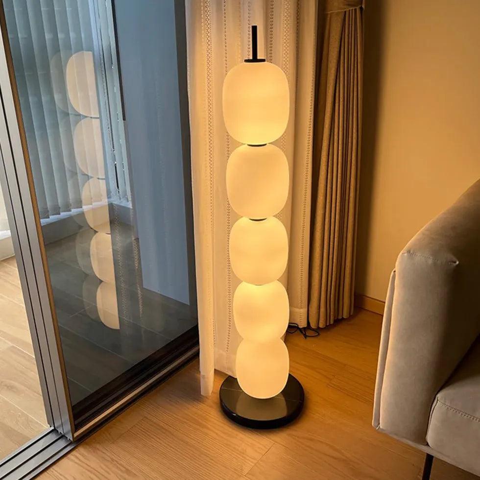 Modern White Multi-Ball Stacked Floor Lamp - Stylish LED Lighting for Living Room, Bedroom & Office Decor