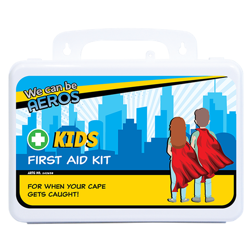 Waterproof First Aid Kit for Kids - 21 x 7.5 x 13cm Compact Plastic Emergency Medical Box - Perfect for School, Travel, Camping and Outdoor Adventures