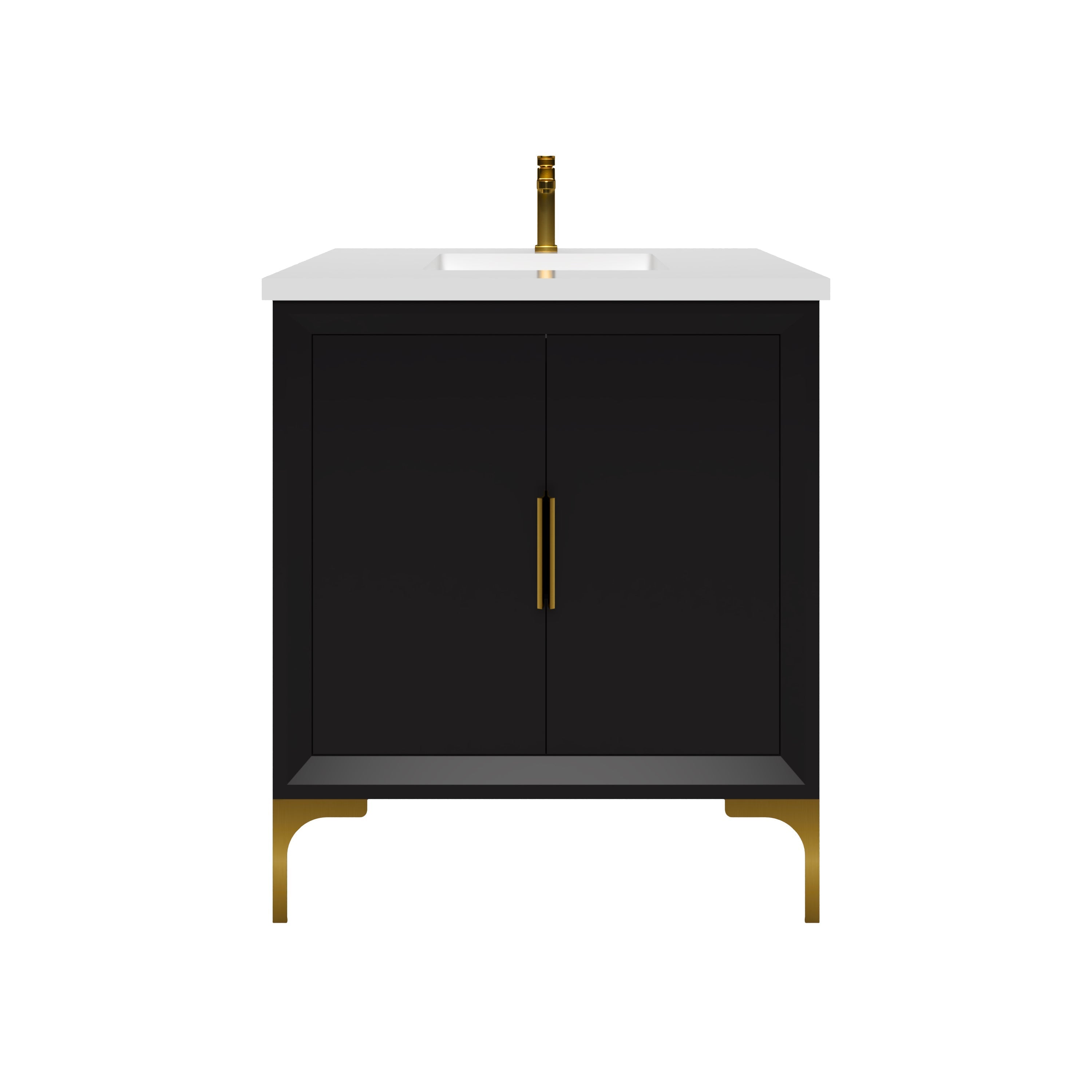 29.5 Inch Black Oxford Bathroom Vanity with Sink - Modern Single Sink Bathroom Cabinet for Small Spaces, Powder Rooms & Master Baths