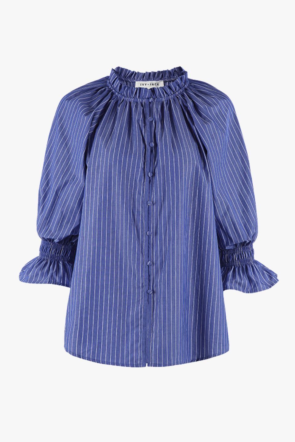 Noetic Dark Blue Stripe Short Sleeve Blouse for Women - Casual Office Wear & Summer Fashion Top