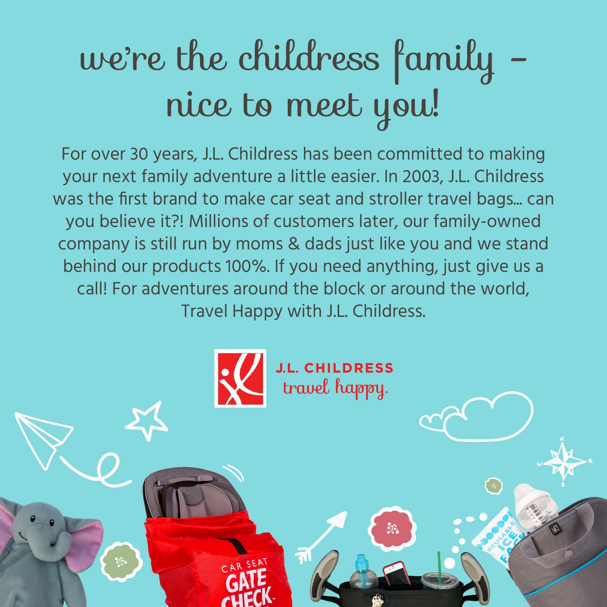 J.L. Childress Stroller Travel Bag for Airplanes - Durable Gate Check Bag Fits Single & Double Strollers - Waterproof Airline Approved Stroller Cover for Safe Air Travel - Perfect for Family Vacations and Airport Transfers