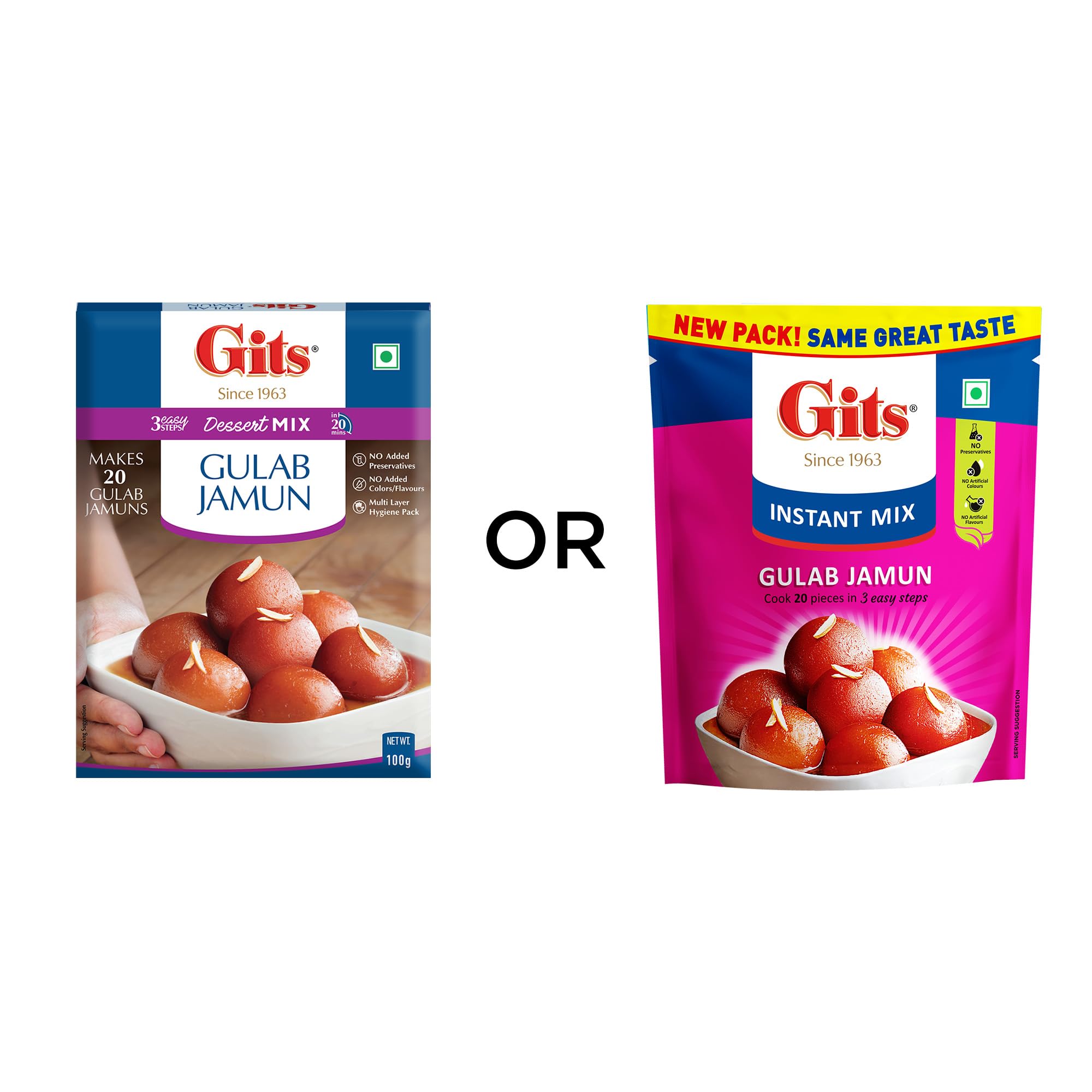 Gits Instant Gulab Jamun Dessert Mix - 100g Pack Makes 20 Pieces | Authentic Indian Sweet | Vegetarian Dessert Mix | Perfect for Diwali, Weddings & Festive Celebrations