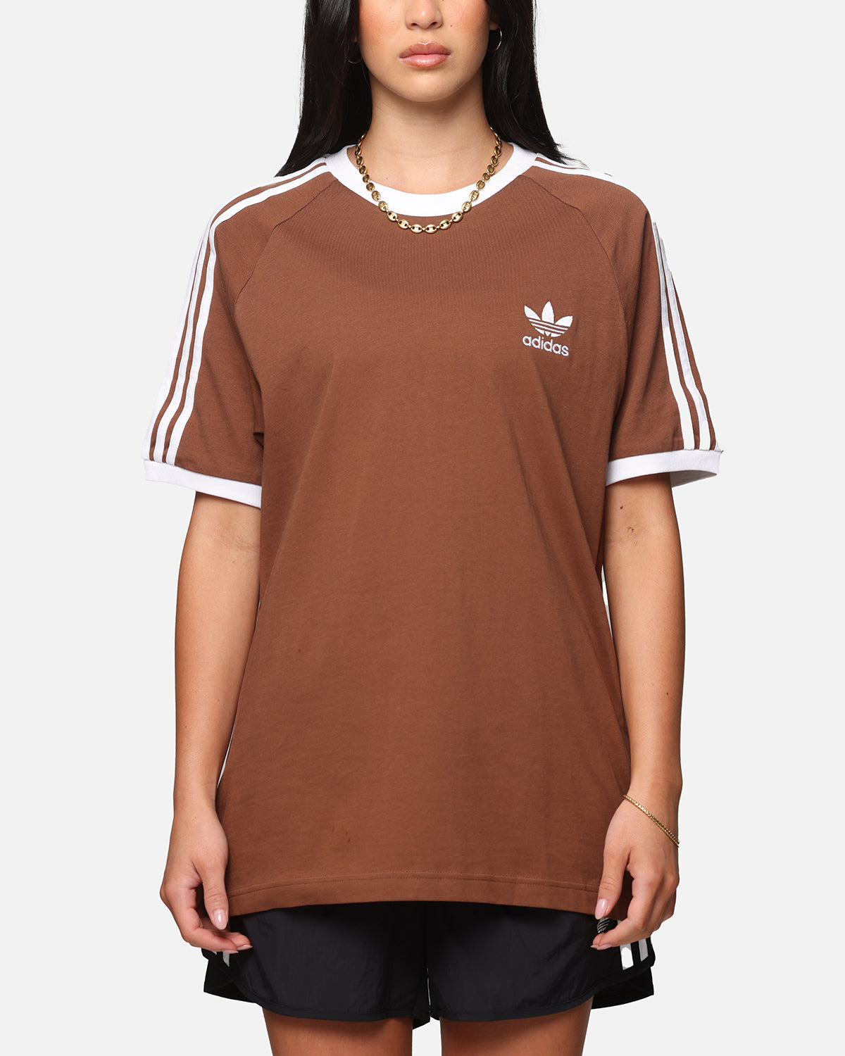 Adidas Originals 3-Stripes Classic T-Shirt for Men - Brown Cotton Casual Tee | Streetwear, Gym & Everyday Wear