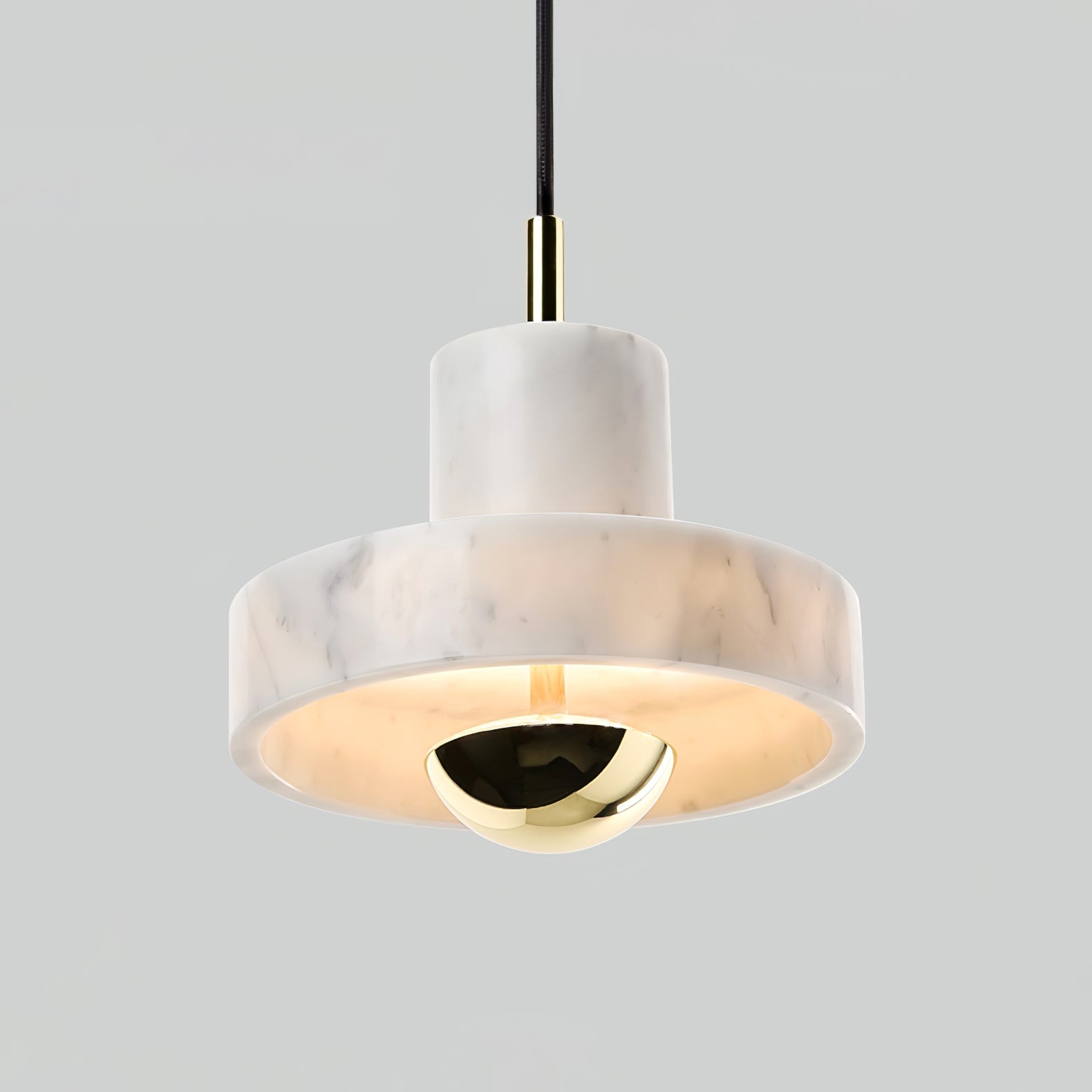 Marble Aura Pendant Lamp - Modern Glass Ceiling Light Fixture with Crystal Accents for Dining Room, Kitchen Island & Bedroom Lighting