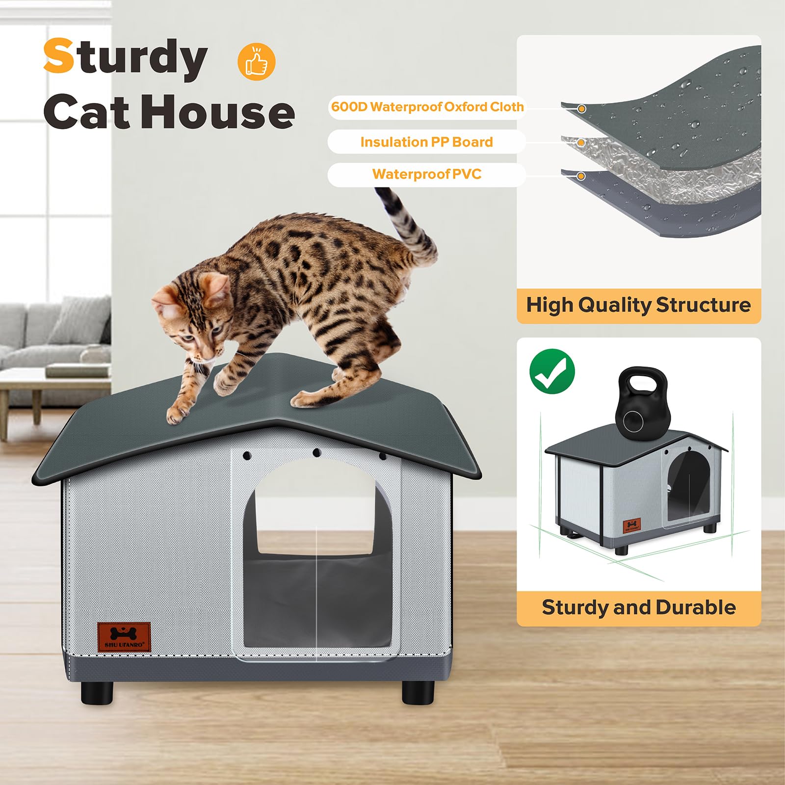 **Insulated Heated Cat House for Indoor & Outdoor Use - Weatherproof Winter Shelter with Heated Pad for Feral Cats & Small Dogs (20