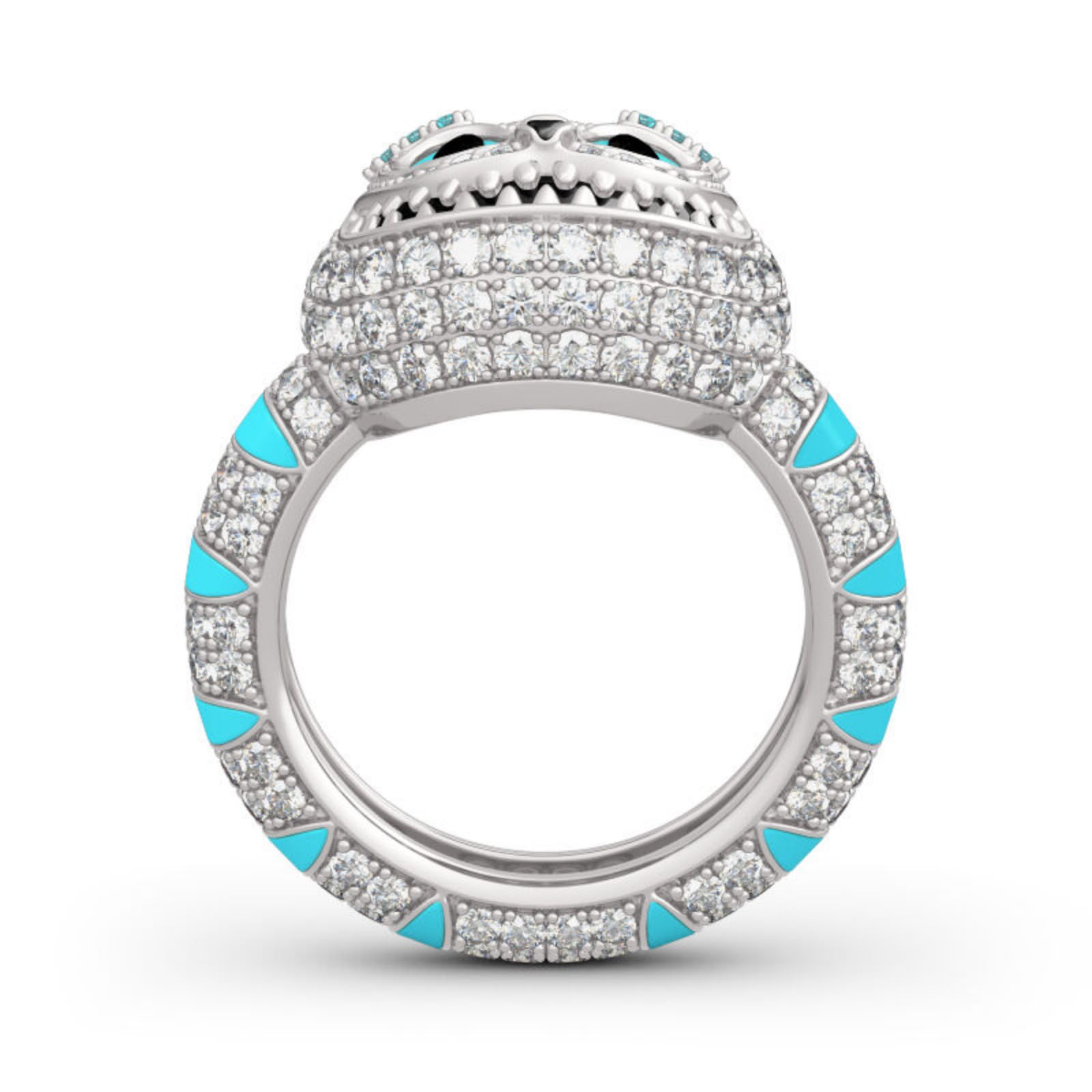 Jeulia 925 Sterling Silver Cat Eternity Ring with Enamel & Cubic Zirconia - Women's Animal Jewelry, Engagement Promise Ring, Anniversary Gift for Her (Jewelry Gift Box Included) - Perfect for Valentine's Day, Birthday & Romantic Occasions