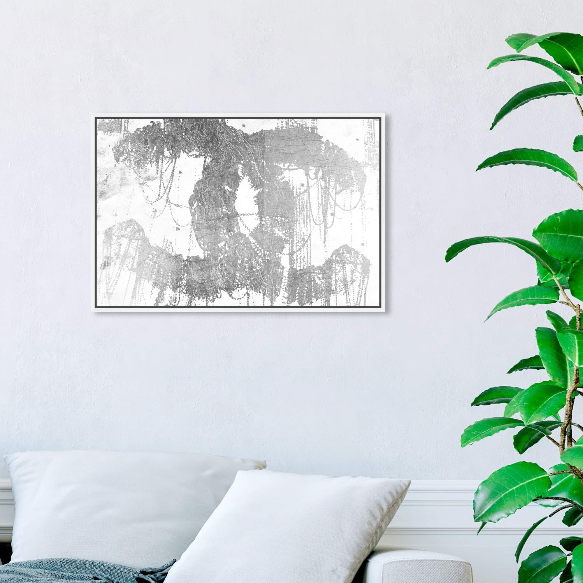 Oliver Gal Artist Co. 'Hey Lolita Silver' Framed Wall Art - 24x16 Inch Gray & White Fashion Canvas Print - Perfect for Living Room, Bedroom & Office Decor