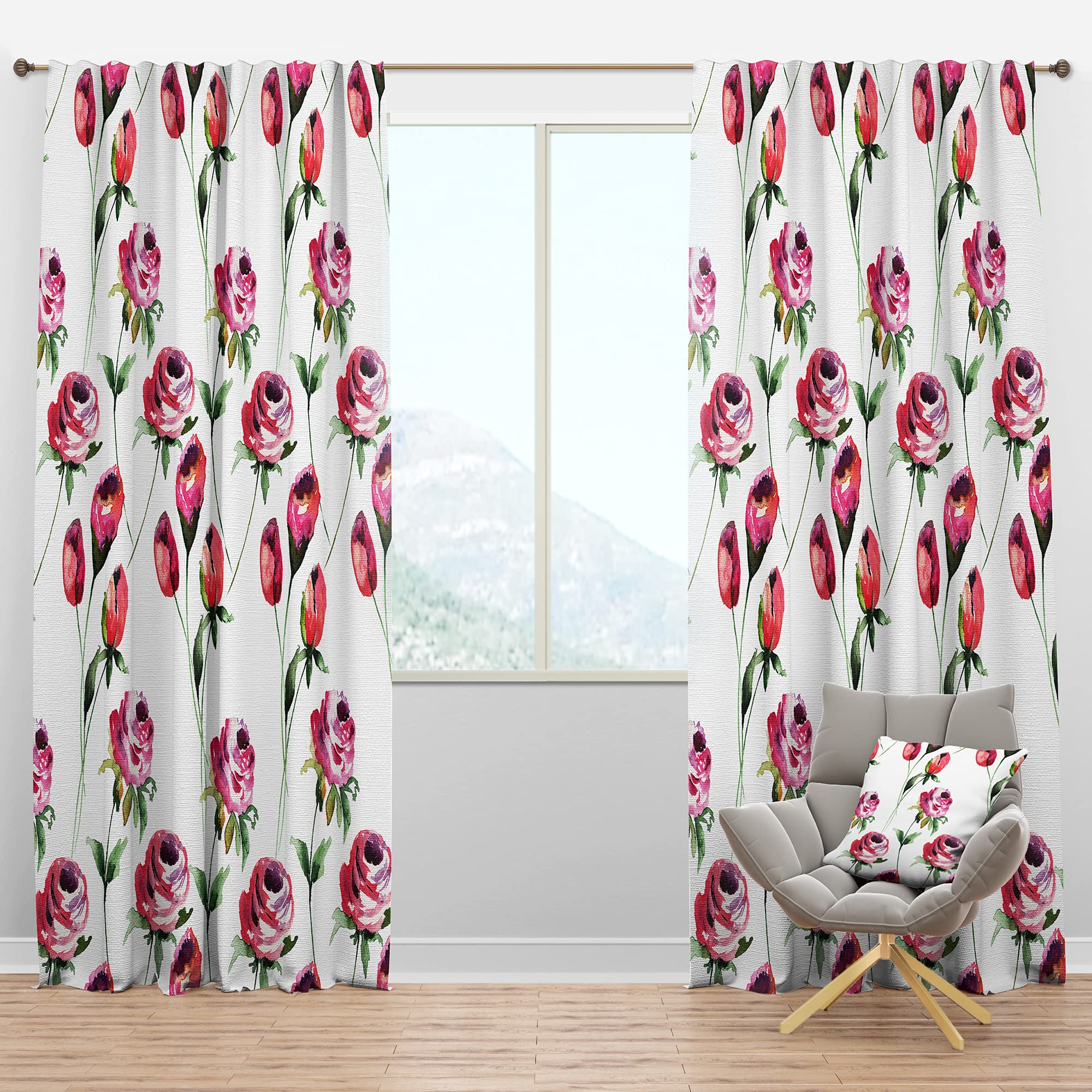 Blackout Curtains with Roses Floral Pattern - Thermal Insulated Room Darkening Drapes for Bedroom & Living Room (52x84, Single Panel) - Perfect for Home Theater, Nursery & Light Sleepers