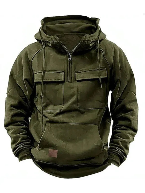 Men's Winter Jacket with Hood & Multiple Pockets - Warm Outdoor Coat for Hiking, Camping & Cold Weather