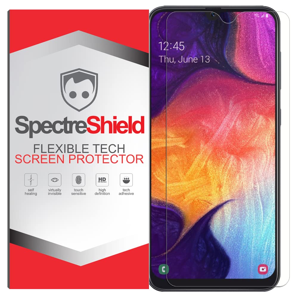 Spectre Shield Flexible TPU Screen Protector for Samsung Galaxy A50 - Case Friendly, Full Coverage, Clear Film - Perfect for Everyday Use & Outdoor Activities