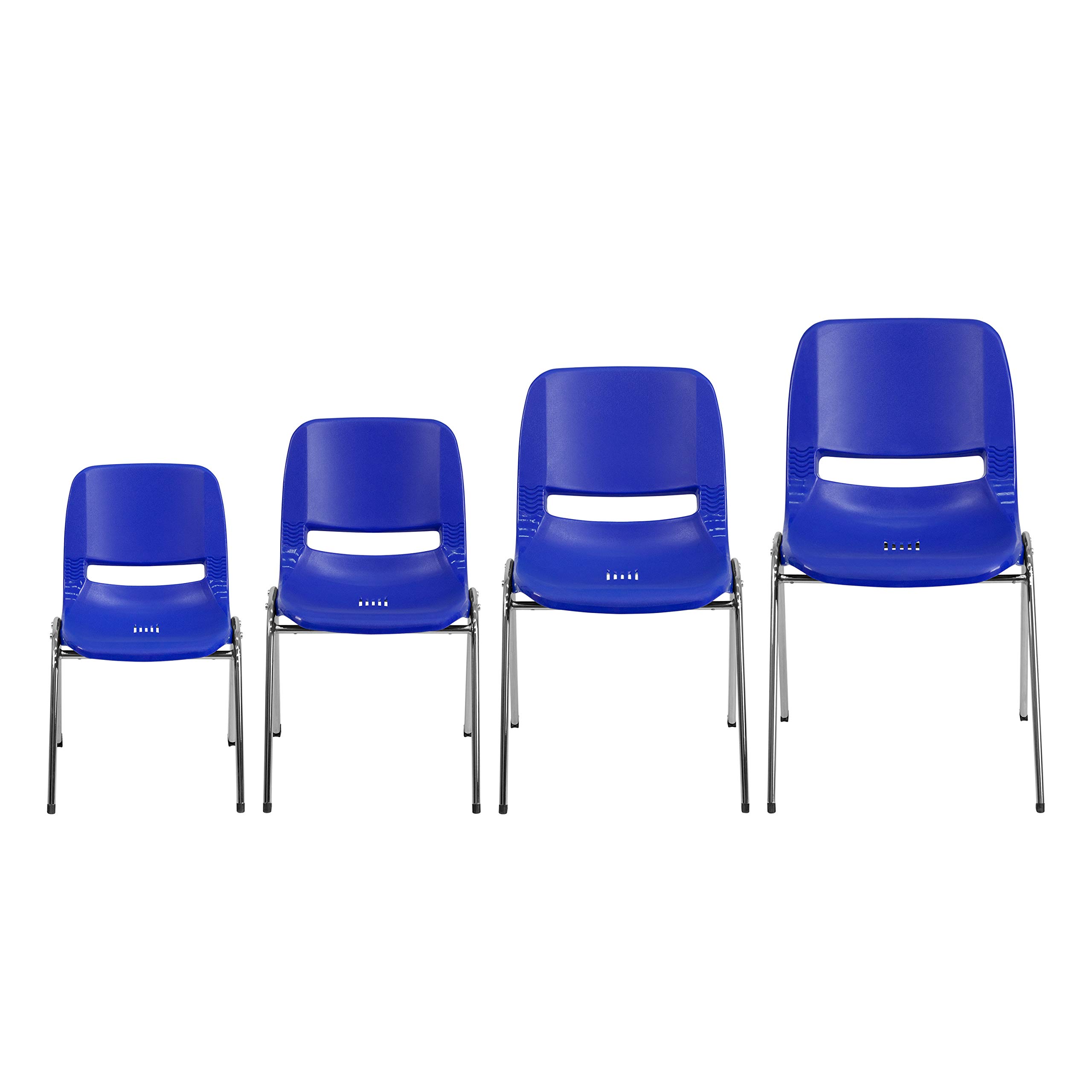 EMMA + OLIVER Navy Blue Ergonomic Stackable Chair with Chrome Metal Frame & 18