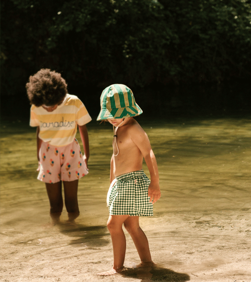 Tinycottons Men's Green Check Swim Trunks - Quick Dry, Comfortable Beach Shorts for Swimming, Surfing & Summer Vacations