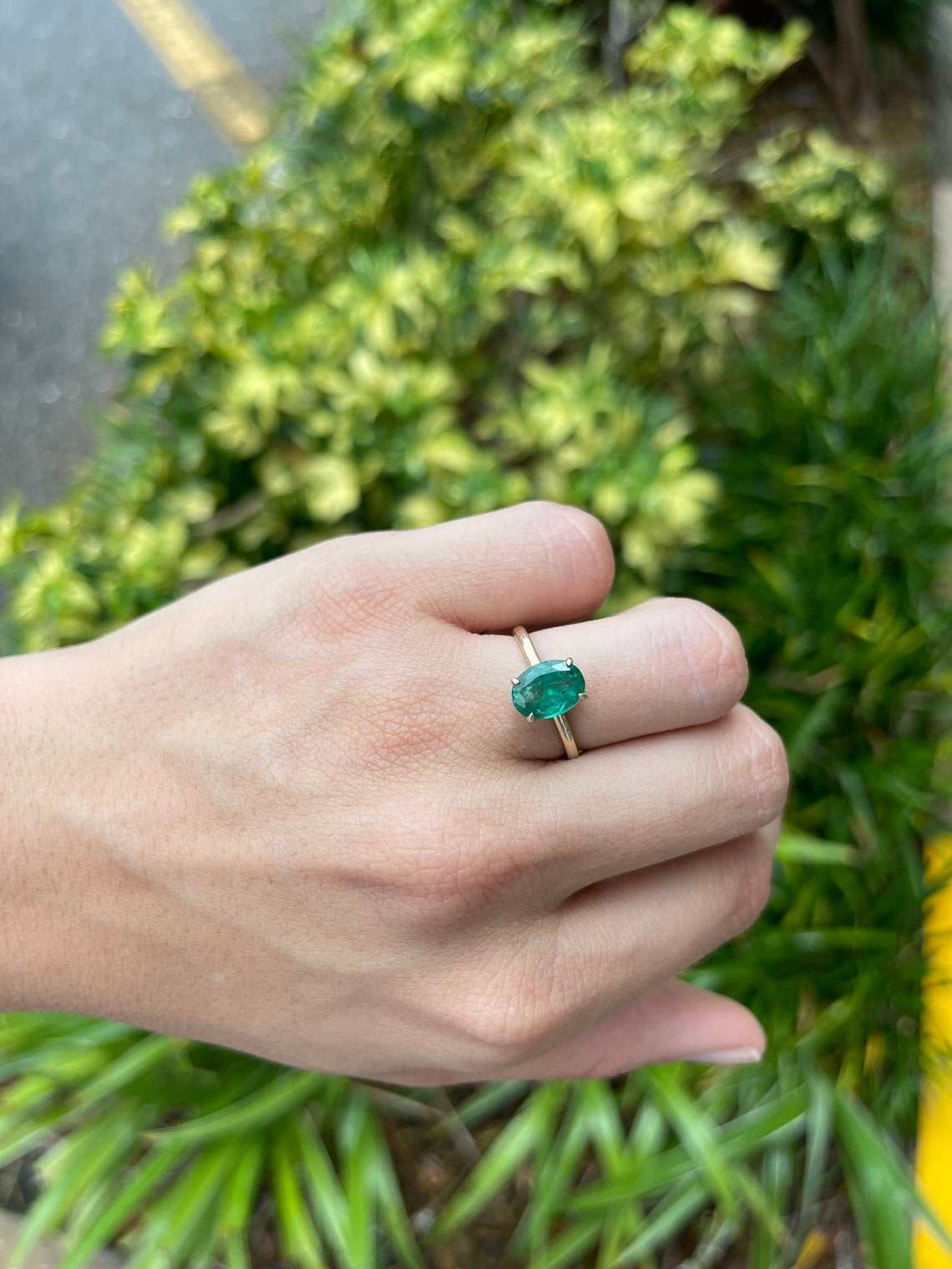 2.30 Carat Oval Emerald Solitaire Ring in 14K Gold - Elegant Engagement & Wedding Jewelry for Women