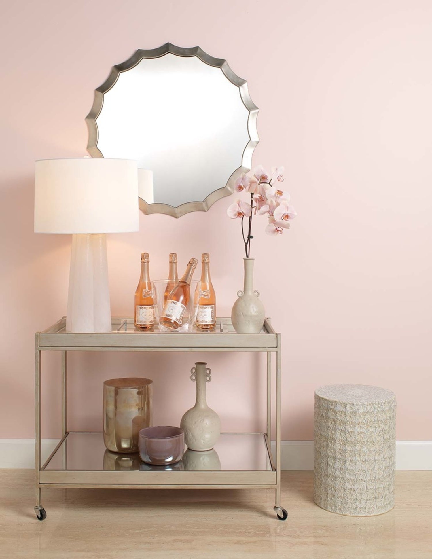 Wildflower Side Table in Cream - Elegant Accent Table for Living Room, Bedroom & Office Decor