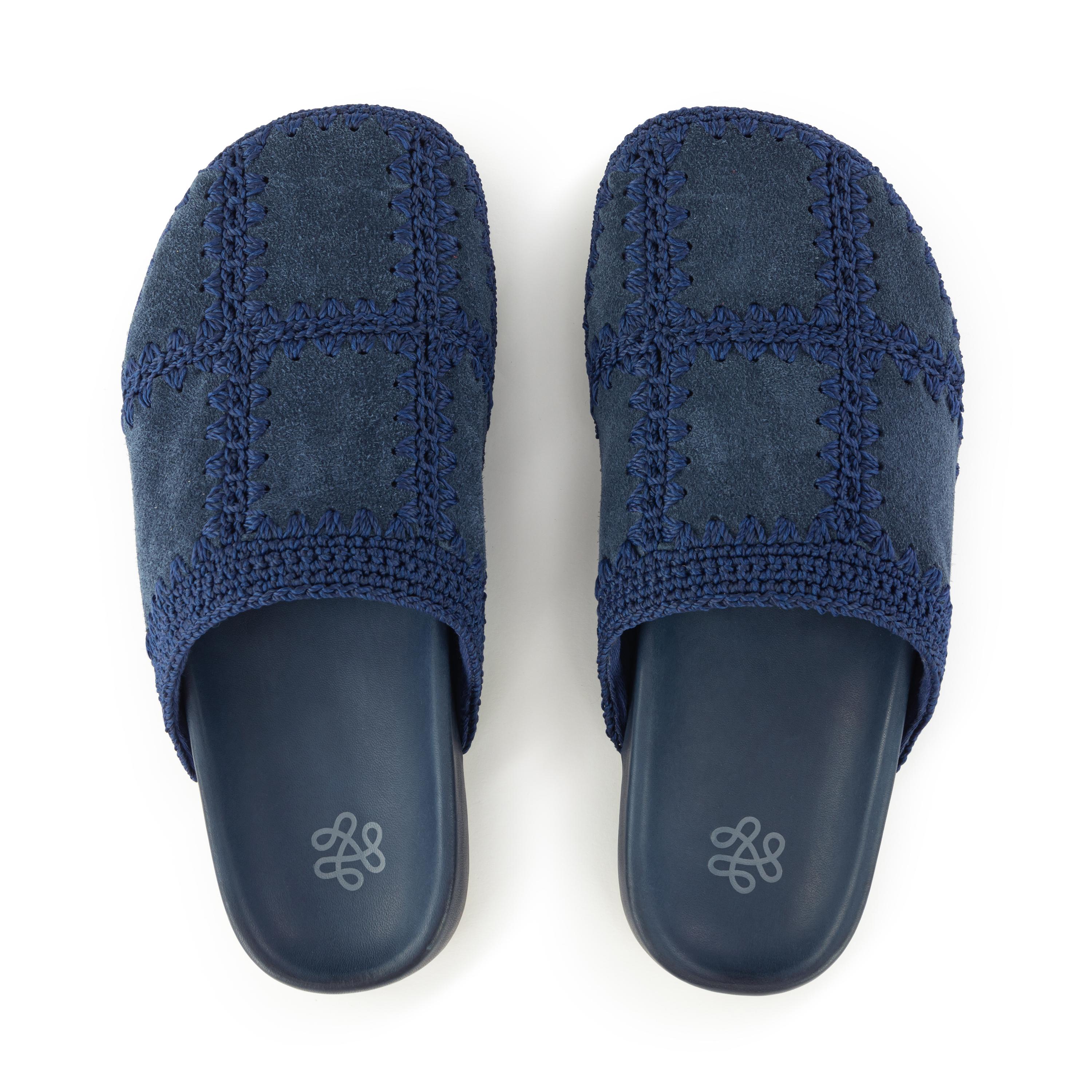 Bolinas Clog - Genuine Leather Shoes with Indigo Suede Patch - Comfortable & Stylish for Casual Wear, Beach, and Outdoor Activities