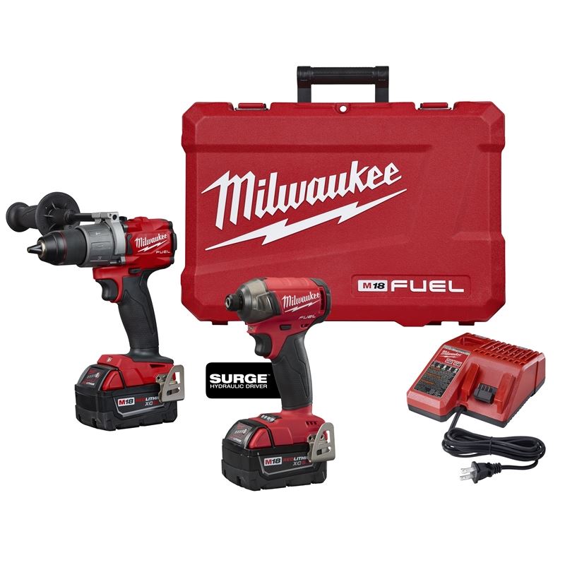 M18 FUEL 18V Brushless Cordless Surge Impact Driver & Hammer Drill Combo Kit (2-Tool Set) - Powerful Lithium-Ion Battery for Professional Construction, Woodworking & DIY Projects