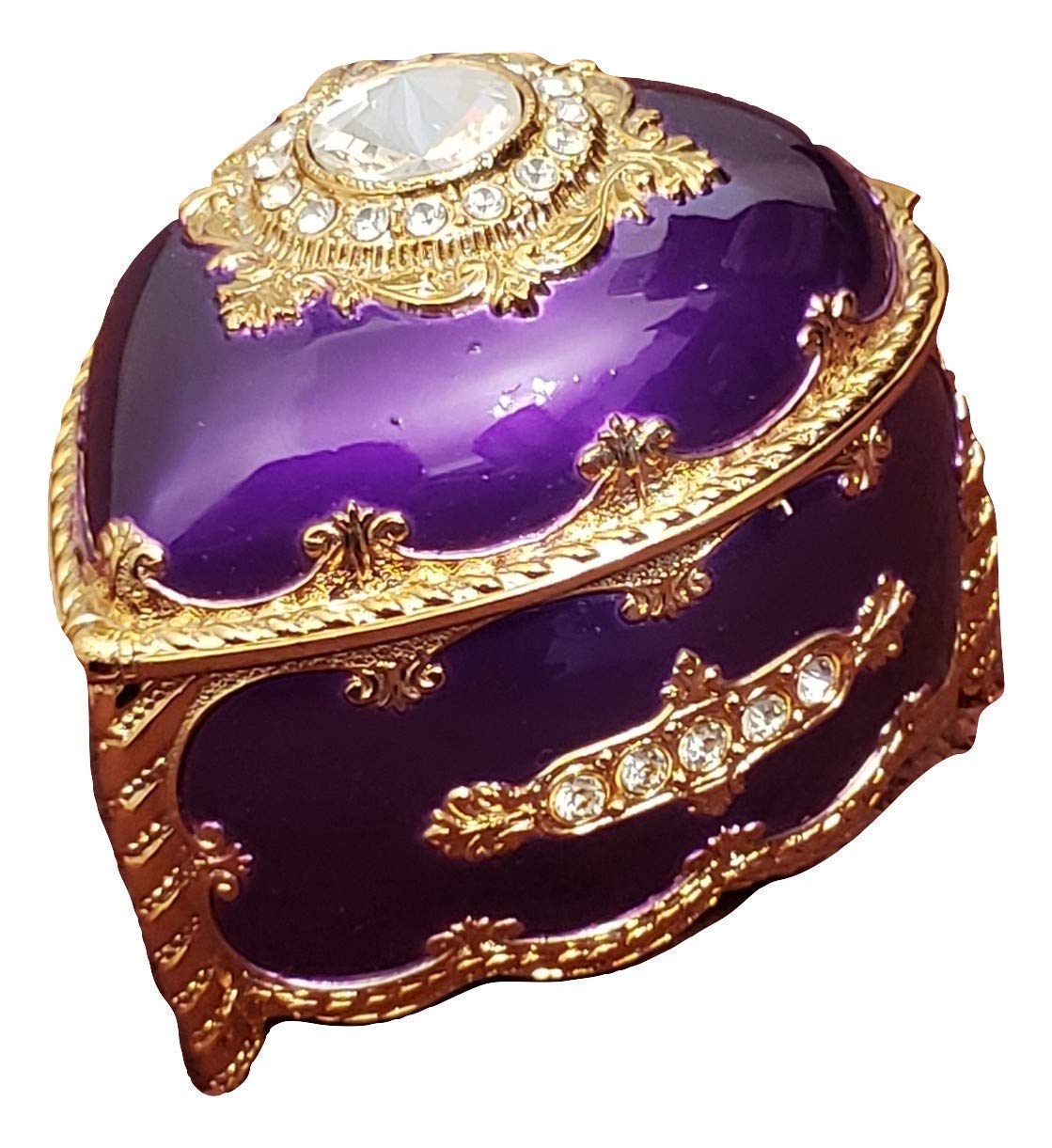 Elegant Purple Heart Wood Music Box with Swarovski Crystals - Plays 'Music of the Night' - Perfect for Anniversaries, Weddings & Romantic Gifts