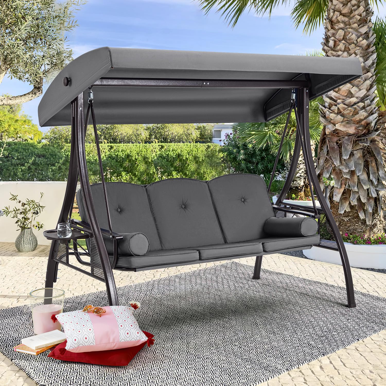 HOMREST 3-Person Outdoor Porch Swing with 1.5